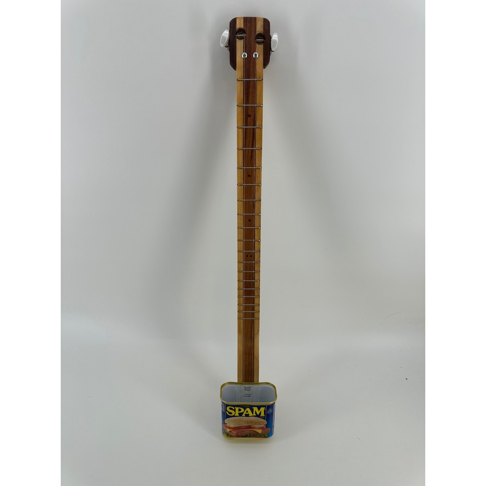 Handmade SPAM Tin Canjo 2 String Dulcimer Folk Instrument Wood Neck